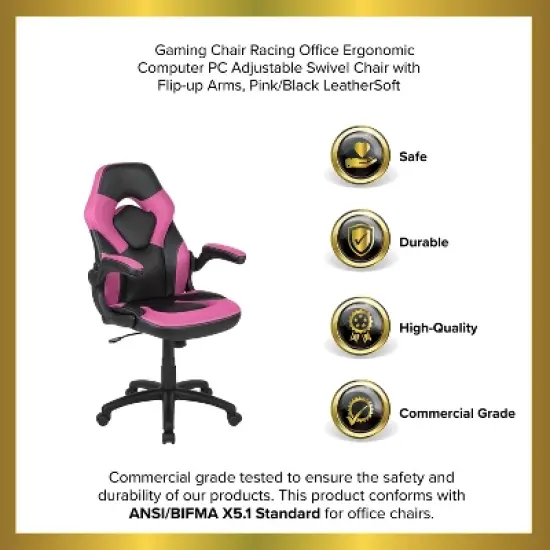 Emma and Oliver Gaming Racing PC Chair with Flip-up Arms image {12}