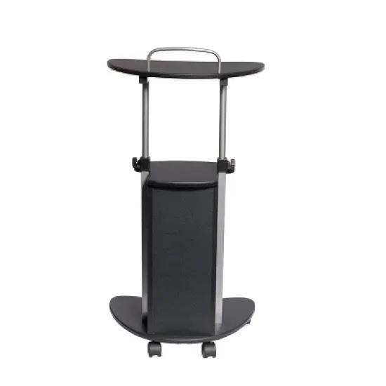 Sit To Stand Rolling Adjustable Height Laptop Cart with Storage Graphite - Techni Mobili image {6}