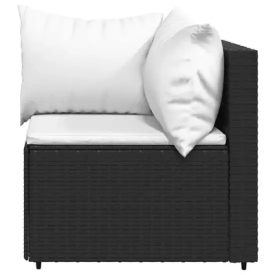 vidaXL Patio Lounge Set Black and White Poly Rattan image {6}