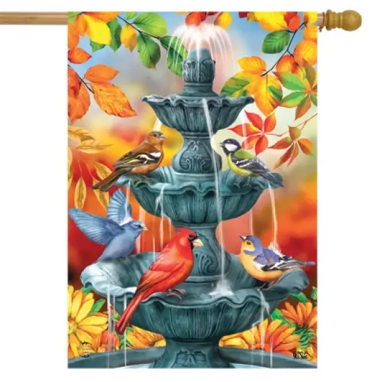Bath Time Birds House Flag Cardinals Bluebirds 28" x 40" Briarwood Lane image {1}