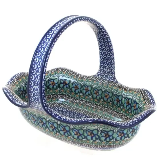 Blue Rose Polish Pottery 876 Ceramika Artystyczna Basket image {3}