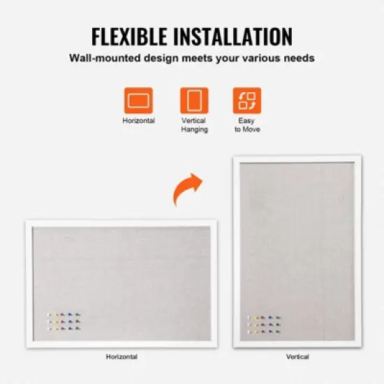 VEVOR 36"x24" White Cork Board with Linen Surface &ndash; Stylish Wall-Mounted Bulletin Board, Elegant & Functional Noticeboard image {4}