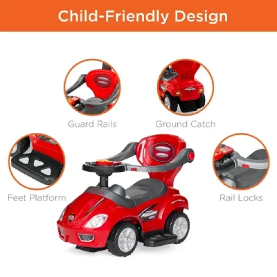 Best Choice Products 3-in-1 Kids Push and Pedal Toddler Ride On Wagon Play Toy Stroller w/ Sounds, Handle, Horn image {2}