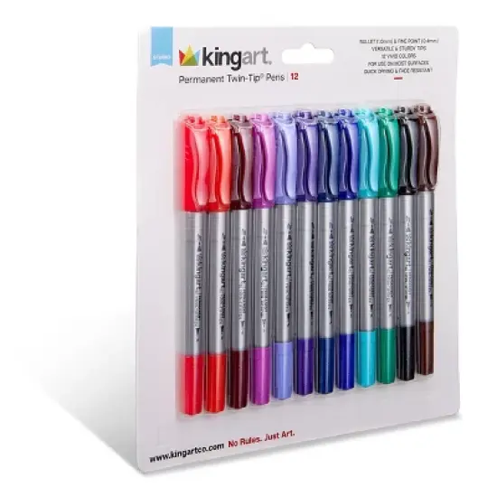 KINGART Permanent Twin-Tip&trade; Pens 12 Colors image {3}