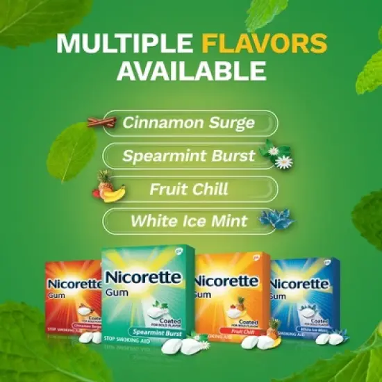 Nicorette 2mg Stop Smoking Aid Nicotine Gum - Spearmint Burst - 160ct image {5}