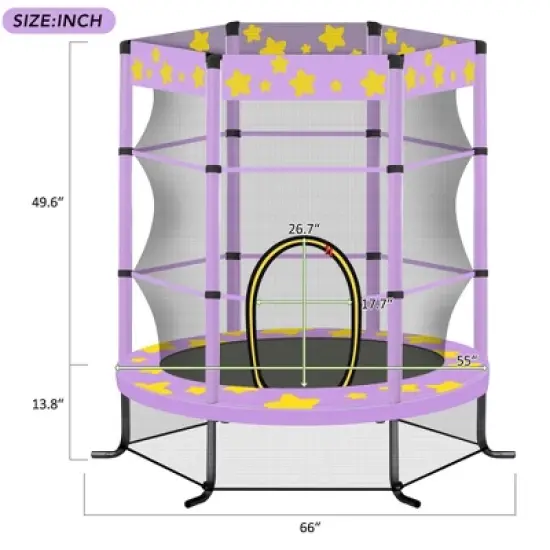 Dexmalle 55 Inch Kids Trampoline with Safety Enclosure Net image {4}