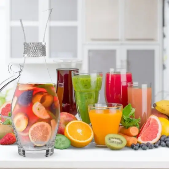 Berkware Elegant Large Wine Decanter with Dazzling Rhinestone Design - 40oz image {4}