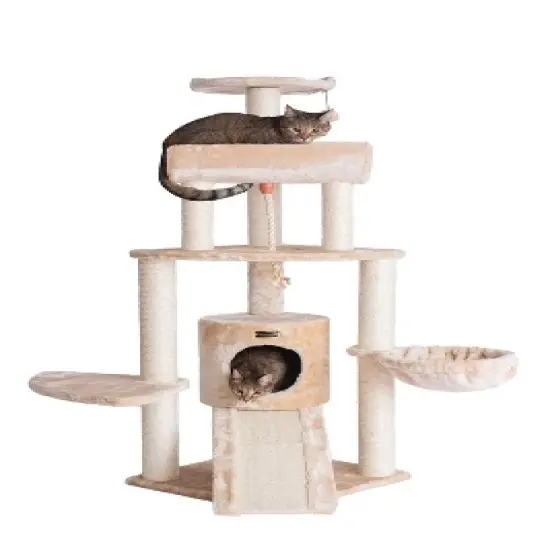Armarkat Classic Real Wood Cat Tree With Multiple Features, Jackson Galaxy Approved, Four Levels With Rope, Basket, Ramp, Perch, and Condo image {7}