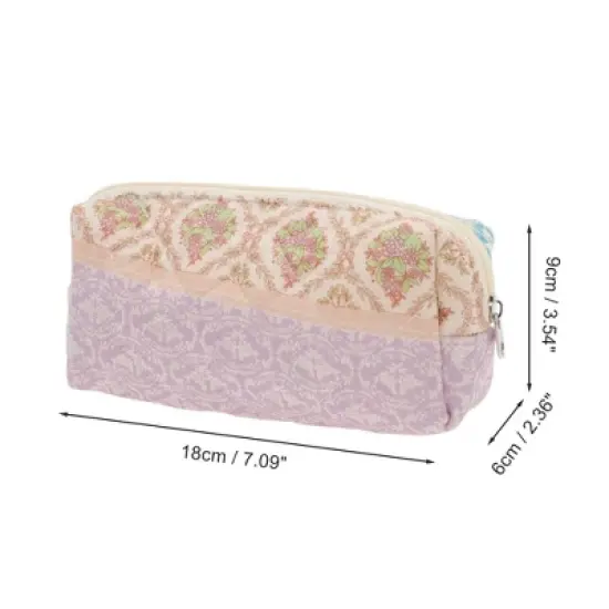Unique Bargains Portable Ditsy Floral Handheld Quilting Makeup Bag Colorful 1 Pc image {1}
