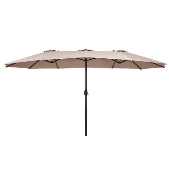 Tangkula 15'Patio Umbrella Double-Sided Outdoor Shade Offset Beige image {6}
