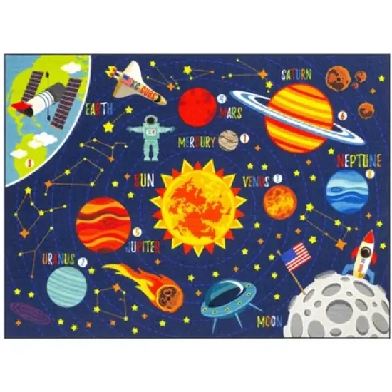 KC CUBS Boy & Girl Kids Outer Space Solar System Planets Educational Learning & Game Play Area Nursery Bedroom Classroom Rug Carpet image {10}