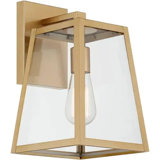 John Timberland Arrington Modern Outdoor Wall Light Fixtures Set of 2 Soft Gold Metal 13" Clear Glass for Post Exterior Barn Deck House Porch Yard image {5}