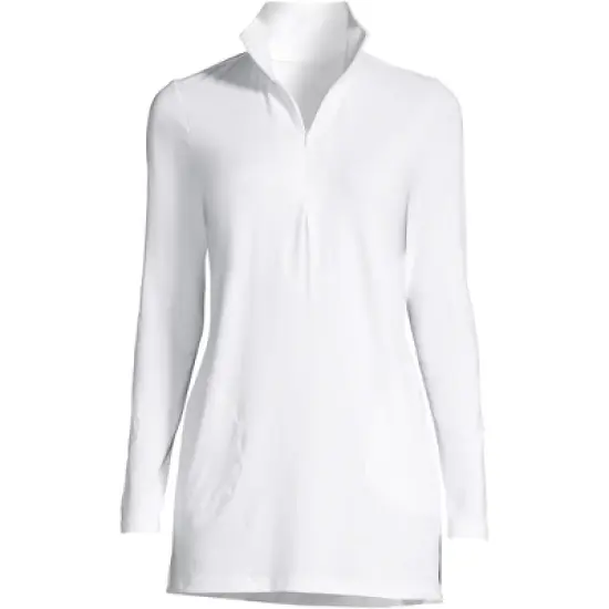 Lands' End Women's Quarter Zip Long Sleeve Tunic Rash Guard Cover-up UPF 50 Sun Protection image {5}