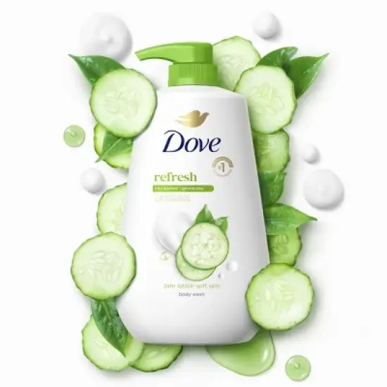 Dove Beauty Refresh Body Wash Pump - Cucumber & Green Tea 24hr Lotion-Soft Skin - 30.6 fl oz image {3}