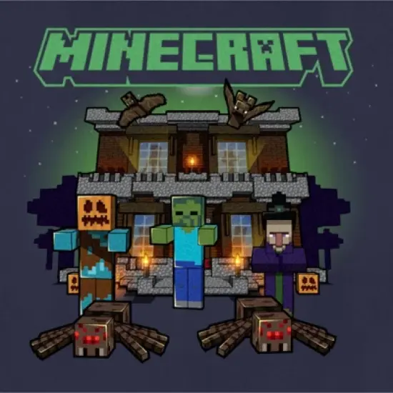 Women's Minecraft Halloween Creeper Haunted House T-Shirt image {1}
