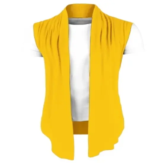 Lars Amadeus Men Casual Open Front Sleeveless Irregular Hem  with No Button Cardigan Vest image {13}