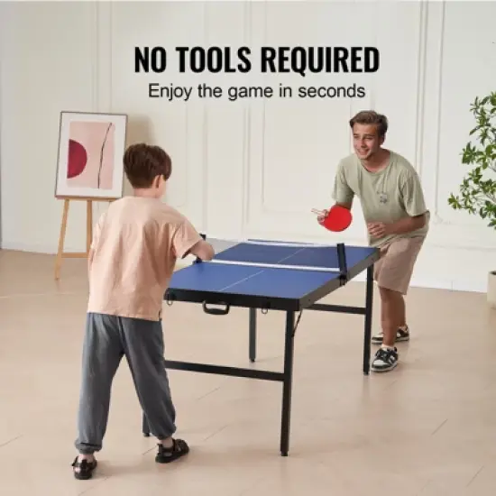 VEVOR Ping Pong Table, Mid-Size Table Tennis Game, Indoor MDF Table Tennis Table, Foldable Portable Complete Ping Pong Table Set with Net, 2 Paddles image {2}
