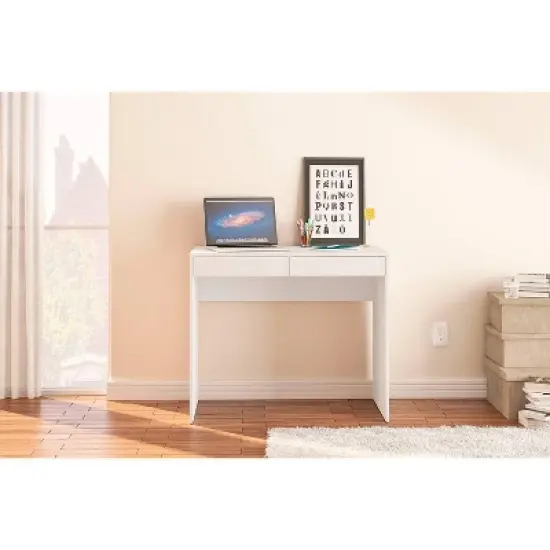 Tijuca 2 Drawer Compact Student Desk White - Polifurniture image {5}