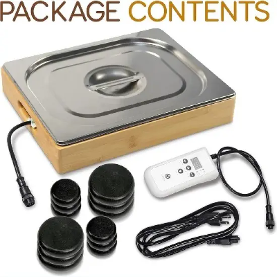 SereneLife Portable Hot Stone Massage System - Digital Temperature Control, 12 Basalt Stones image {7}