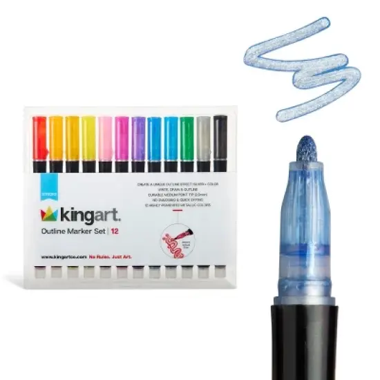 KINGART Outline Markers 12 Metallic Colors image {11}