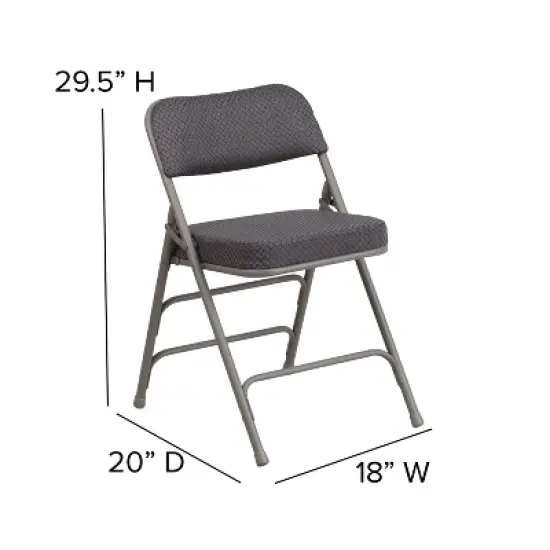 Emma and Oliver 4 Pack Premium Curved Triple Braced & Hinged Fabric Upholstered Metal Folding Chair image {4}