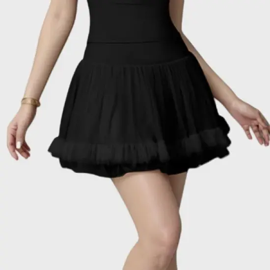 Anna-Kaci Active Women's Tulle Mini Skirt with Soft Lining and Layered Ruffle Hem for a Whimsical Ballet-Inspired Look image {7}