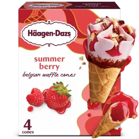 Haagen-Dazs Frozen Summer Berry Belgian Waffle Ice Cream Cone - 14.8 fl oz/4ct image {7}