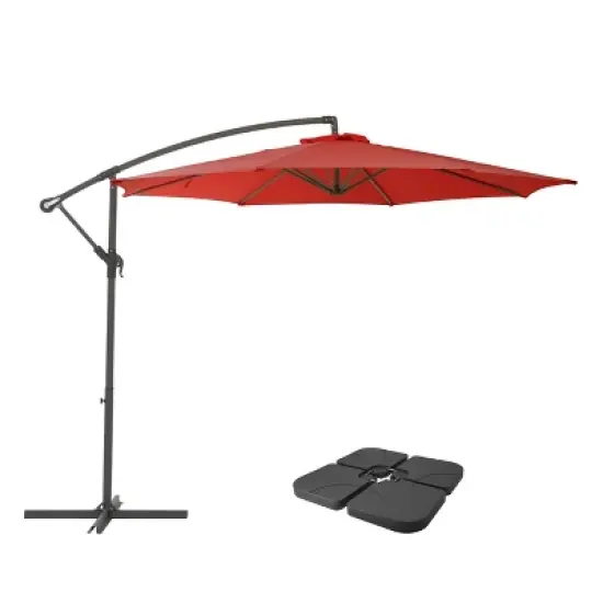 9.5' UV Resistant Offset Cantilever Patio Umbrella with Base Weights - CorLiving image {12}