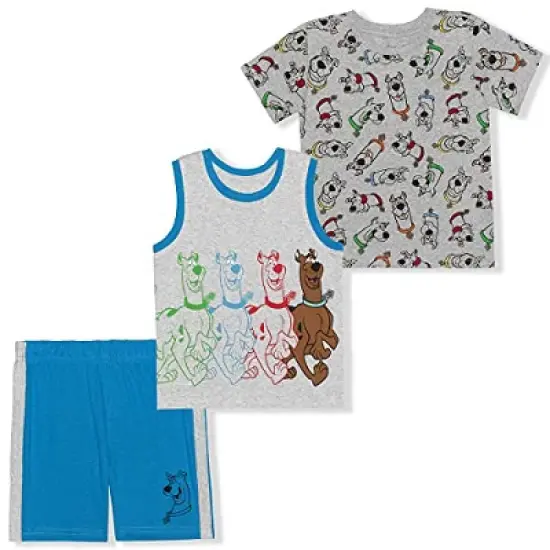 Warner Bros Boy's 3 Pack Scooby Doo Graphic Tee, Sleeveless Shirt and Casual Short Set For Toddlers image {7}