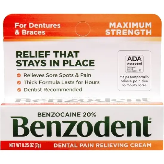 Benzodent Dental Pain Relieving Cream, 0.25 Oz image {5}