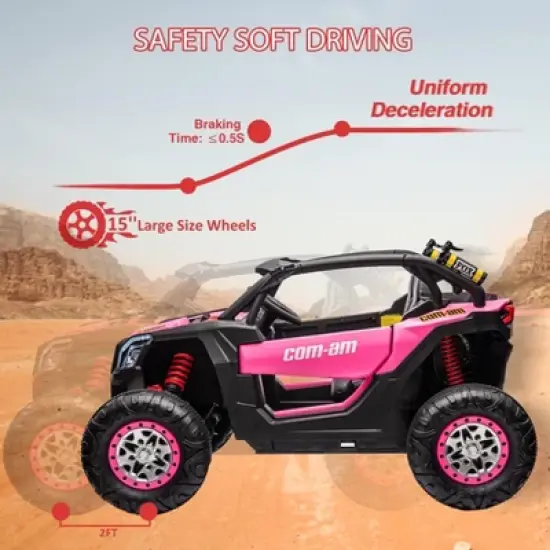 2-Seater 24V Ride-On UTV &ndash; Powerful 4WD Electric Car for Kids with Remote Control, Shock Absorbers, Leather Seats, Music & Lights image {3}