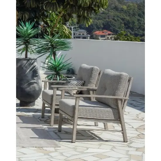 COWLOWN 2 Pieces Outdoor Patio Chairs, Aluminum Armchair Conversation Set with Thick Cushions, All-Weather Patio Furniture for Garden, Poolside, Lawn image {2}