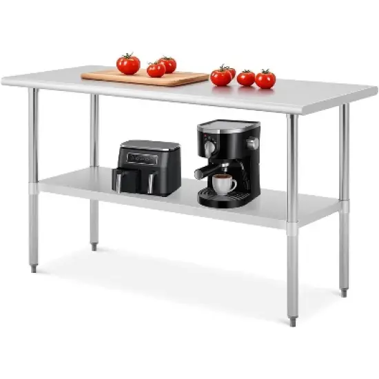 Acekool Stainless Steel Prep Table with Adjustable Shelf, 2-Tier NSF Workbench, Extra Strength Storage Rack for Kitchen Restaurant image {10}