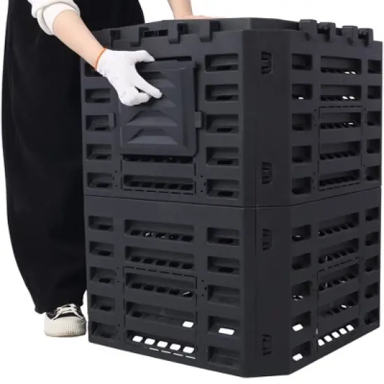 Garden Composter Bin Made From Recycled Plastic, Outdoor Compost Bin, 90/132 Gallons Large Compost Bin,abstract,black,25.5in,2.13ft image {3}
