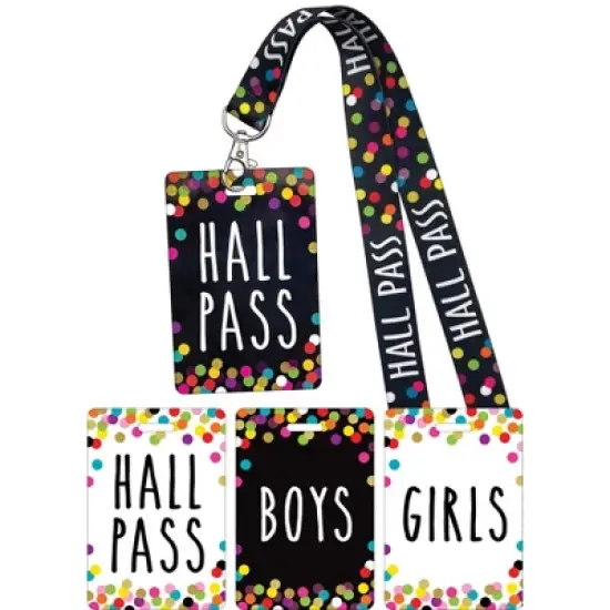Teacher Created Resources&reg; Confetti Hall Pass with Lanyard, Set of 4 image {3}