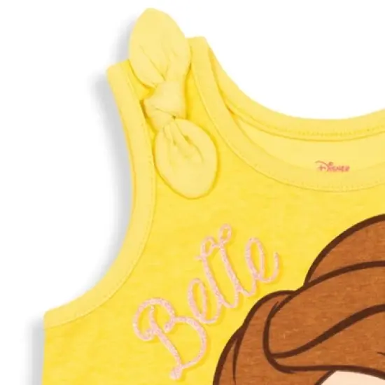 Disney Princess Princess Moana Rapunzel Jasmine Belle Baby Girls Tank Top and French Terry Shorts Infant image {4}