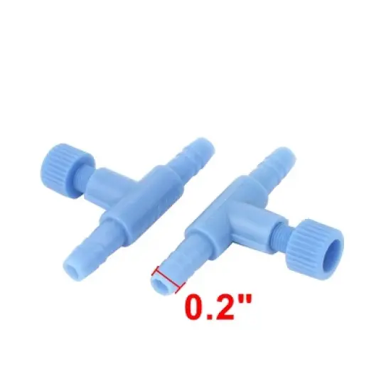 Unique Bargains Aquarium Fish Tank Plastic 2 Way  Air Flow Control Valve Blue 5 Pcs image {1}