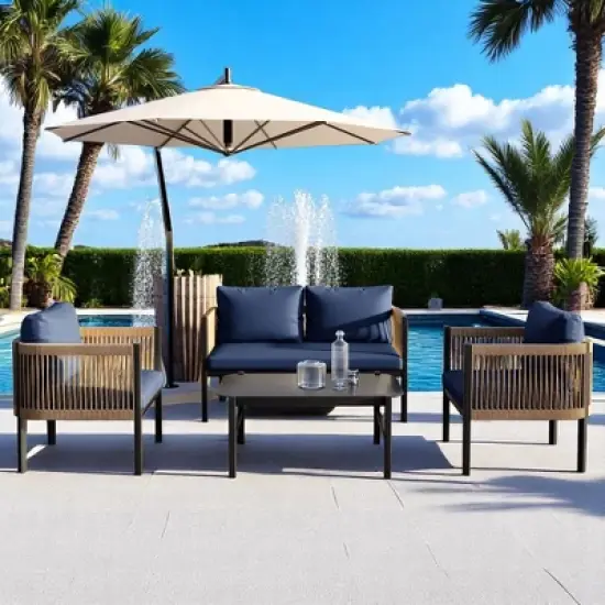 Modular Multi-Person Outdoor Sofa Set with Tempered Glass Table &acirc;&acirc;&sbquo;?Ideal for Garden, Backyard, and Balcony image {3}