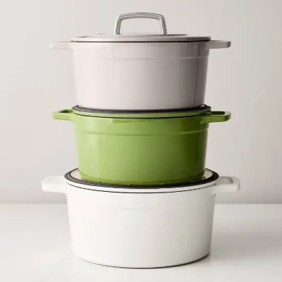 Martha Stewart 5qt Enameled Cast Iron Dutch Oven with Lid Bay Leaf: Oven-Safe, Smooth Surface Induction Compatible image {5}