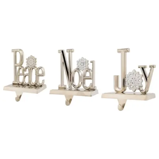 Northlight Peace, Joy and Noel Metal Christmas Stocking Holders - 6.5" - Set of 3 image {2}