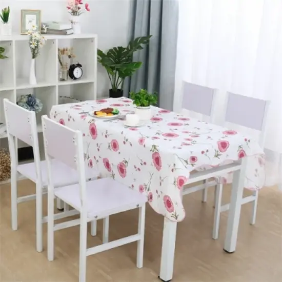 PiccoCasa Rectangle Vinyl Water Oil Resistant Printed Tablecloths Pink Flower 41"x60" image {1}