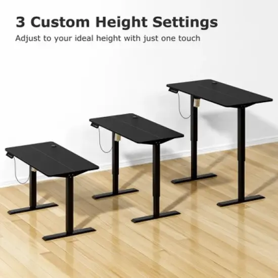 VECELO Electric Standing Office Desk Adjustable Height, Computer Desk with Headphone Hook, Memory Preset Gaming Desk, Dual-Motor,  Black image {7}