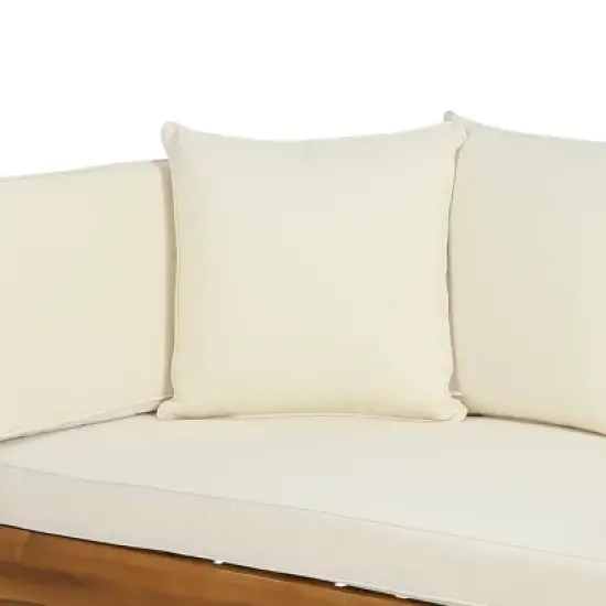 Serene Outdoor Acacia Wood Expandable Daybed with Cushions - Teak/Beige/Khaki - Christopher Knight Home image {7}