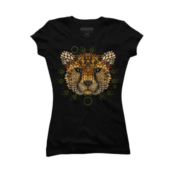 Junior's Design By Humans Cheetah Face By LetterQ T-Shirt image {3}