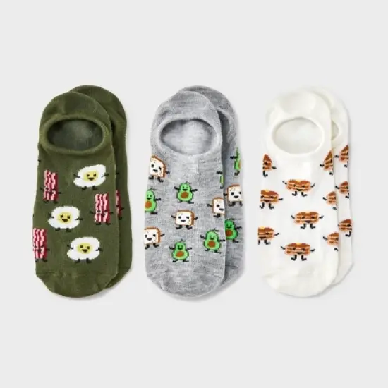 Women's Breakfast 3pk Liner Socks - Ivory/Heather Gray/Olive Green 4-10 image {3}