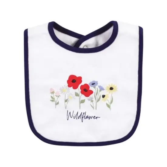 Hudson Baby Infant Girl Cotton Bibs, Wildflowers, One Size image {2}