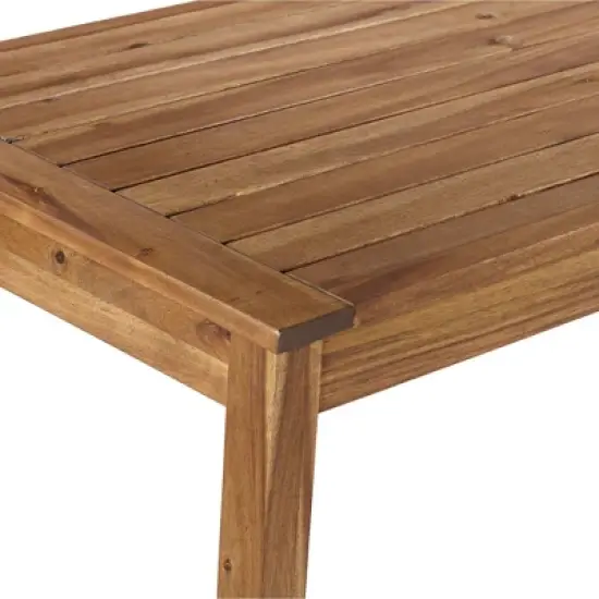 Teal Island Designs Farmhouse Rustic Acacia Wood Outdoor Rectangular Bar Table 48" x 24" Natural Brown Stain Slat Tabletop for Spaces Patio Balcony image {2}