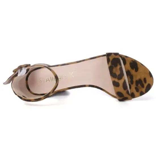 Allegra K Women's Floral Ankle Strap Block Heel Sandals image {3}