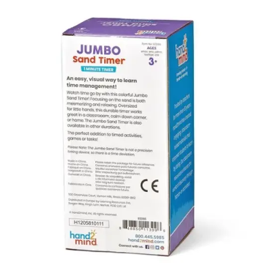 Hand2Mind 1 Minute Jumbo Sand Timer: Educational Teaching Aid for Preschool to 6th Grade Kids image {4}