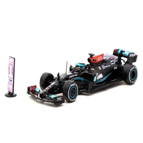 Mercedes-AMG F1 W12 E Performance #44 Winner F1 Sao Paolo GP (2021) with Number Board 1/64 Diecast Model Car by Tarmac Works image {1}